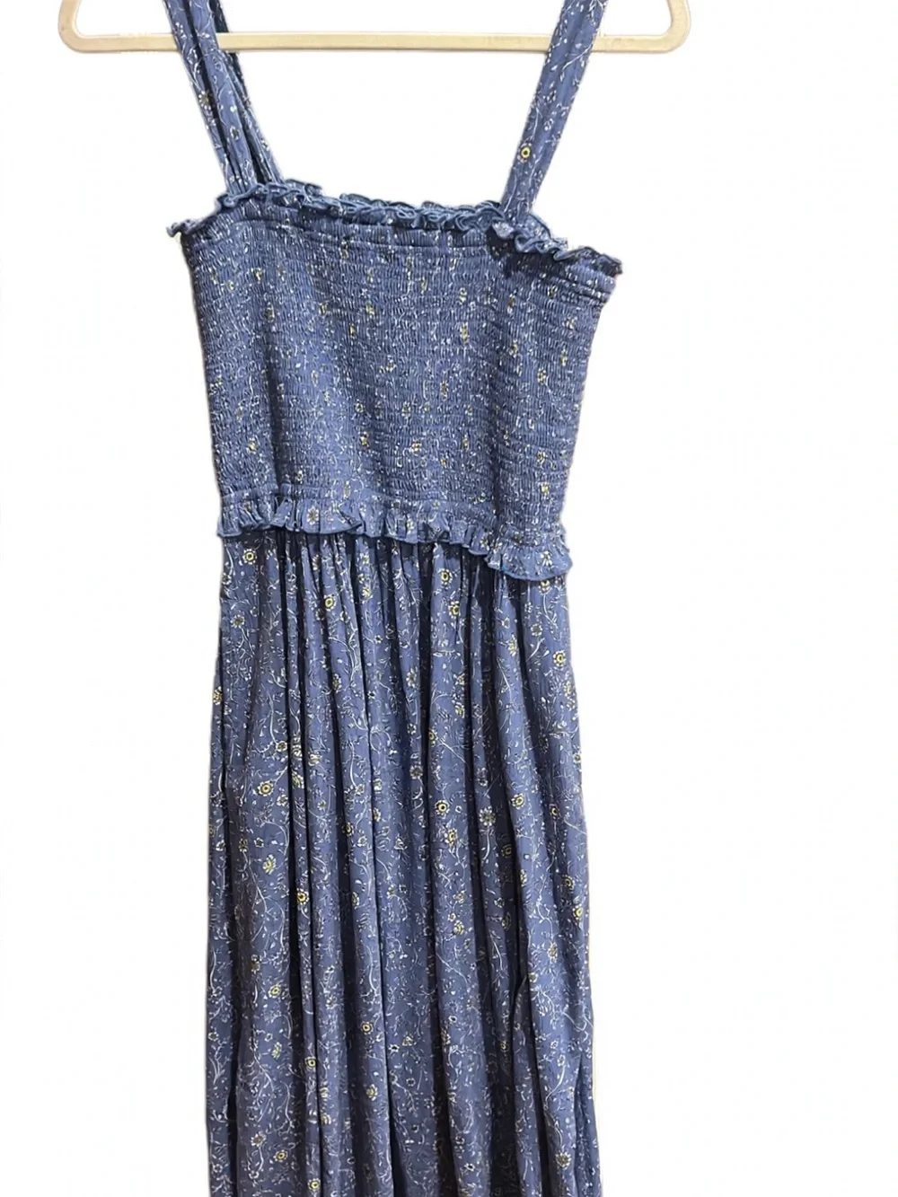 aerie Blue Floral Smocked Dress